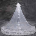 2017 Suzhou Tulle Lace Appliqued Bachelorette Bowknot Wedding Nupti Veils Long